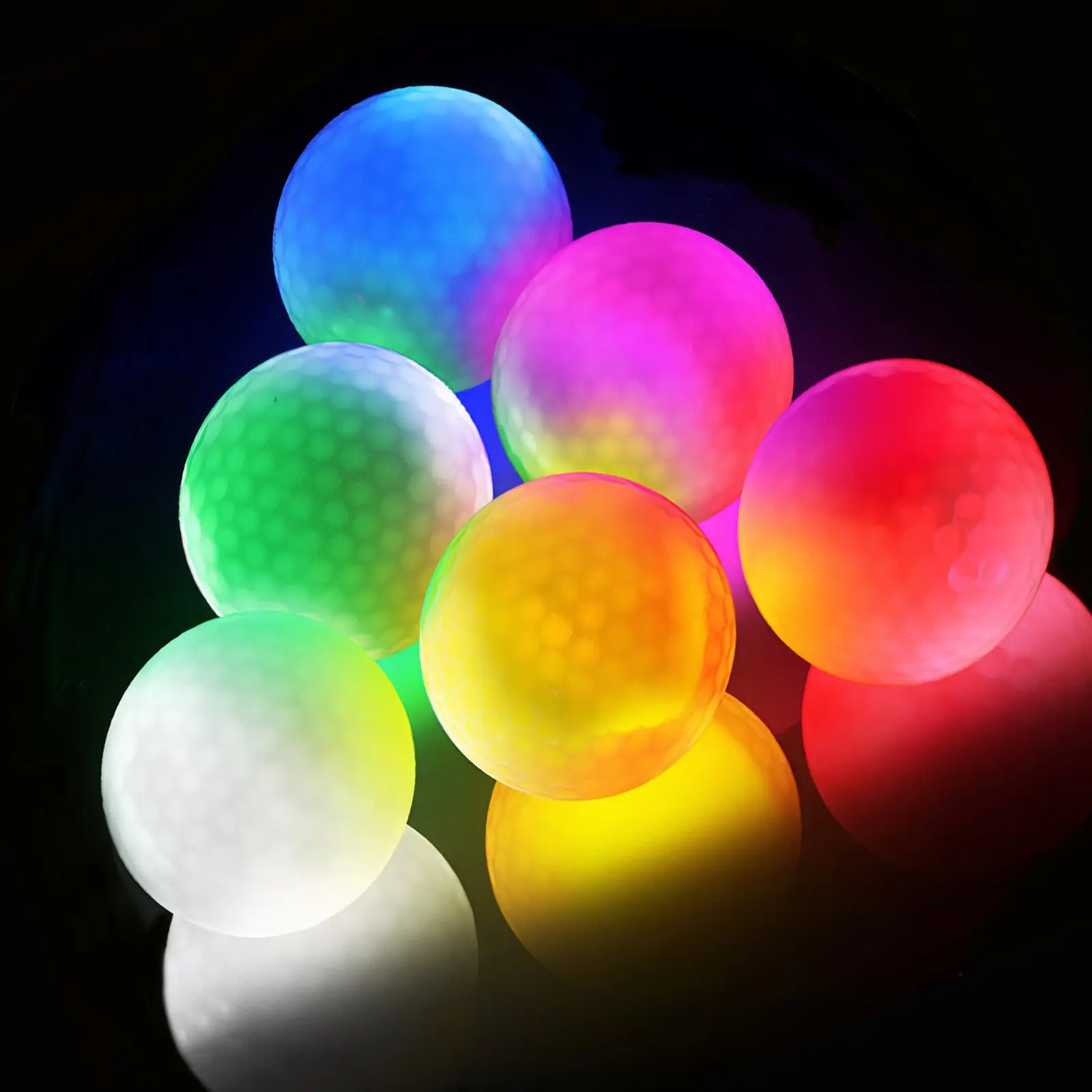 

6 Color LED Golf Balls Light Up - Glow in Dark for Night Golf Practice, Outdoor Park, Durable Waterproof Golf Accessories Set