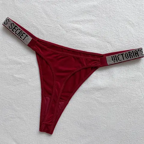 2025 New sexxy Pink Brand Lingerie Female Intimate Underwear Rise Women Panties Bra Rhinestone Letter Comfort Brief