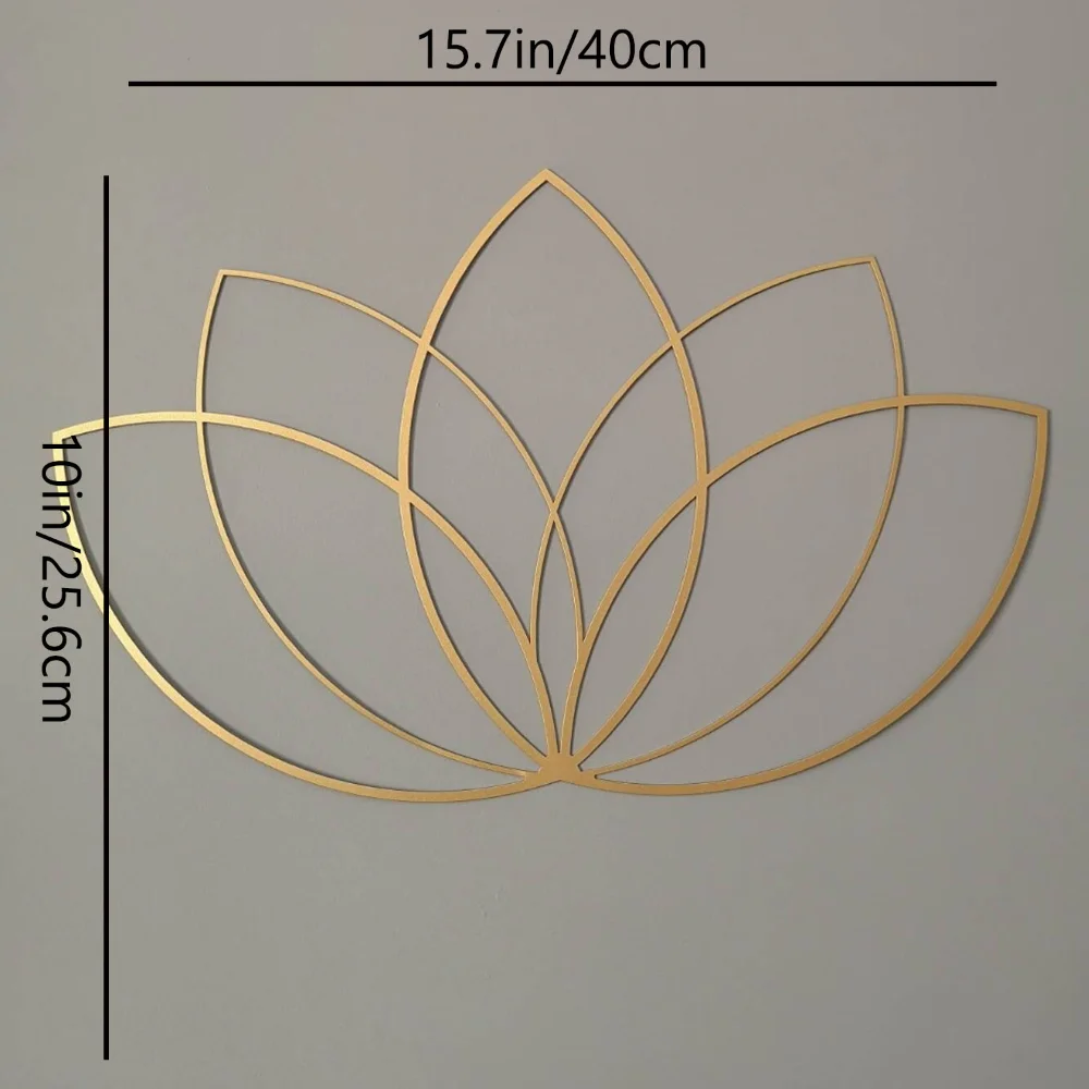 1-częściowa dekoracja ścienna Lotus Gold, metalowa grafika ścienna, prezent dla nauczyciela jogi, dekoracja kwiatu lotosu, nowoczesny wystrój salonu, wystrój nad łóżkiem — zdjęcie 3