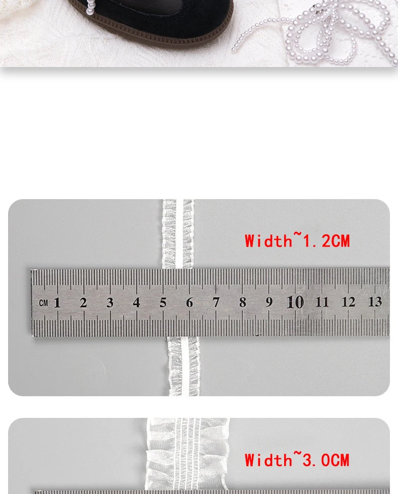 Spitzen-Schnürsenkel mit Pilzrand, Ballett-Stil, Perlen-Schleife, Schuhaccessoires, flache Schnürsenkel, Sneaker, Breite 1,2 cm/3 cm, Länge 80 cm/120 cm – Detail 2