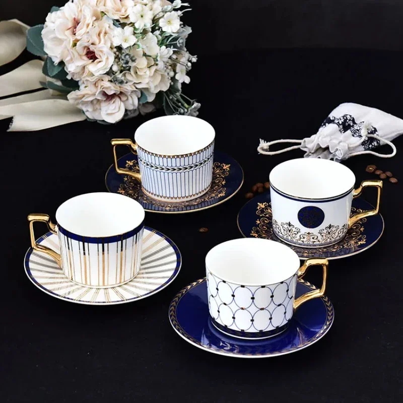 Elegant Golden Top Grade Bone China Coffee Cup Luxury European Tea Cup Set and Saucer Afternoon Tea Coffee Drinkware Tea Cup