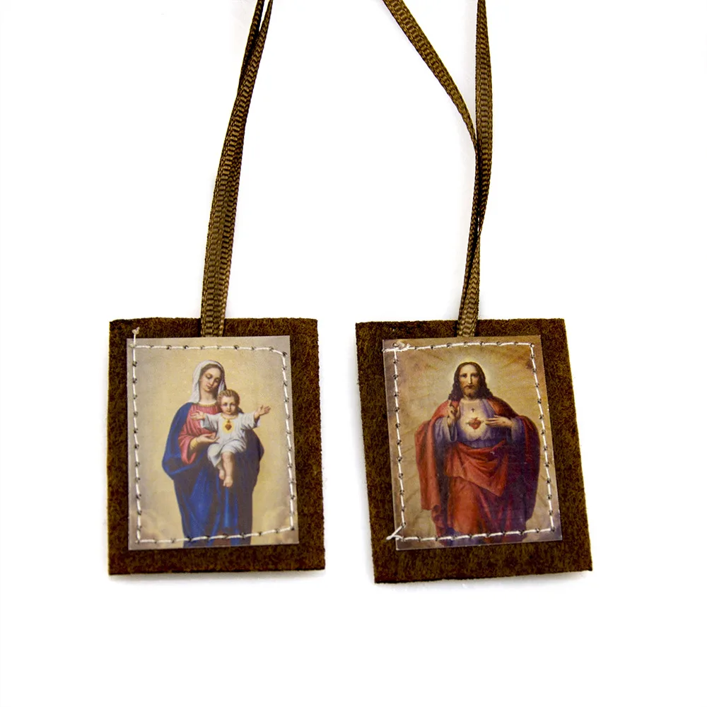 Colgante escapular católico Icono rectangular tradicional Colgante escapular de corazón sagrado Regalo de Navidad Collar católico tradicional
