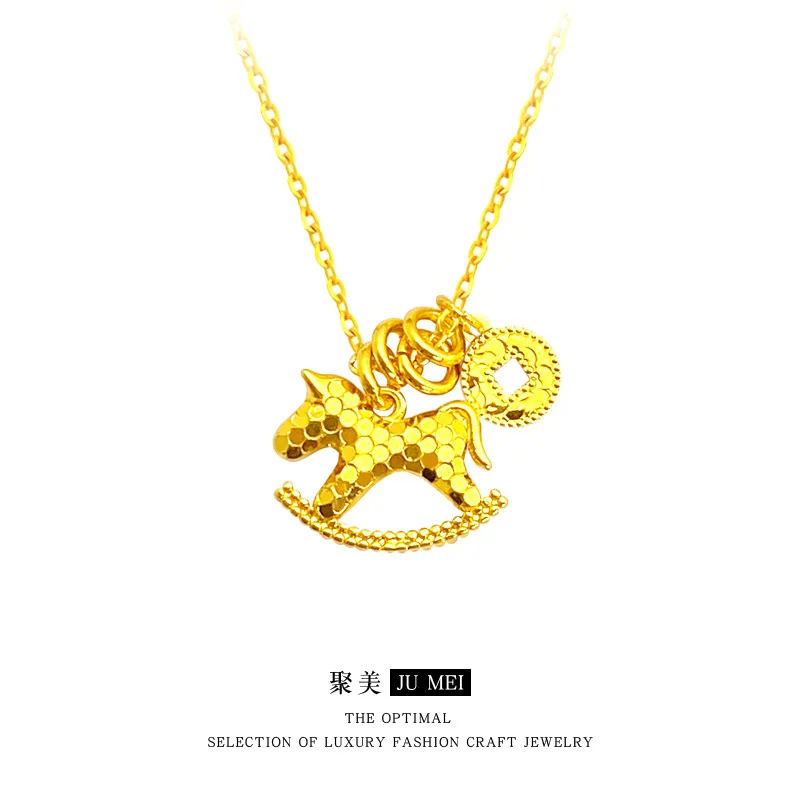 

9999 24K Real Gold Necklace for Women Light Luxury Niche Design Sense Break Bingbone Links