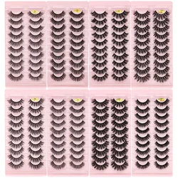 3/5/10 Pairs Eyelashes Natural Look Eyelash Extension False Mink Eyelashes Fluffy Soft 3D Lashes Russian Curly Eyelashes Volume