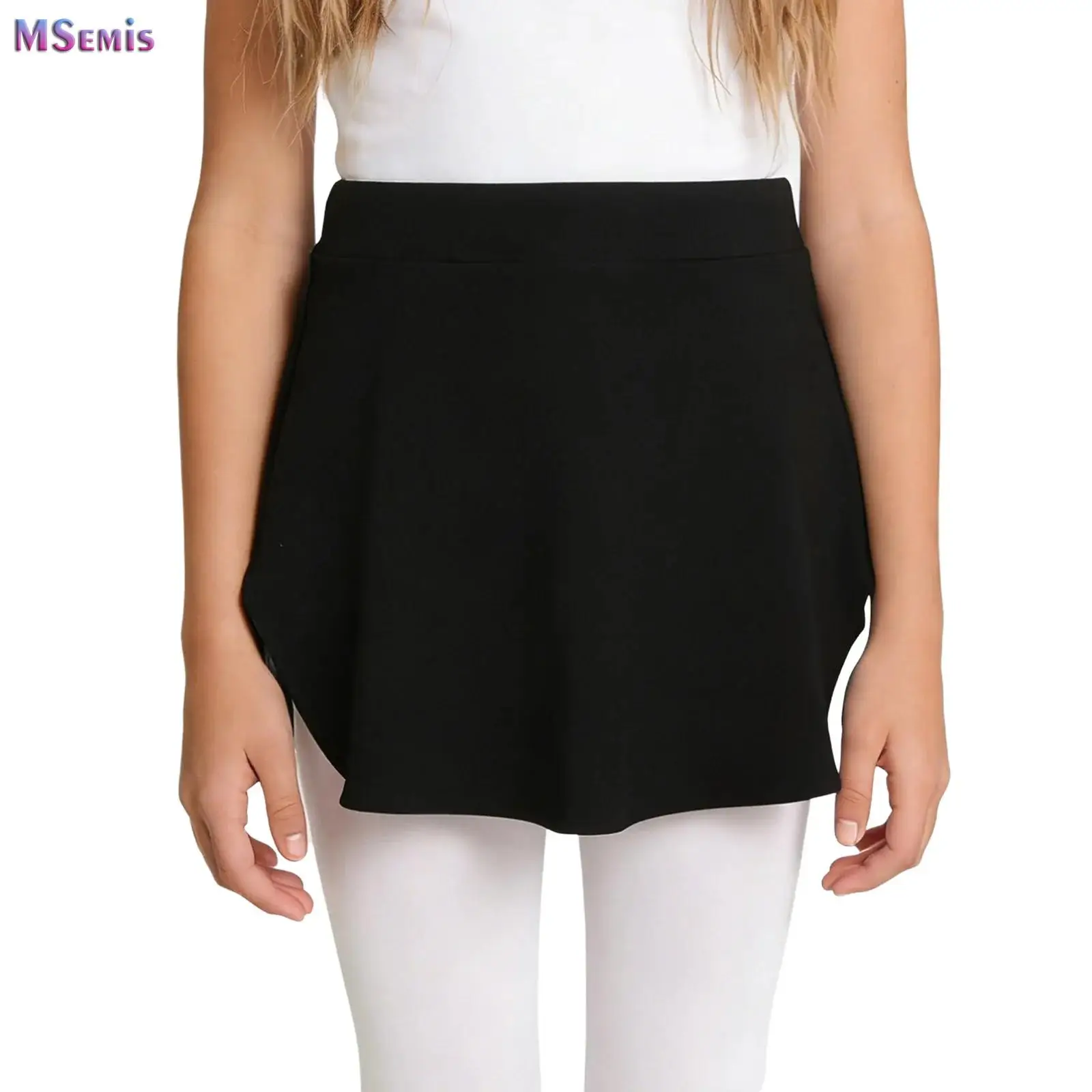 

Kids Girls Ballet Skirt Sides Slit Solid Color Elastic Waistband Skirts Dress for Lyrical Dance Ballet Warm Up Practice Training