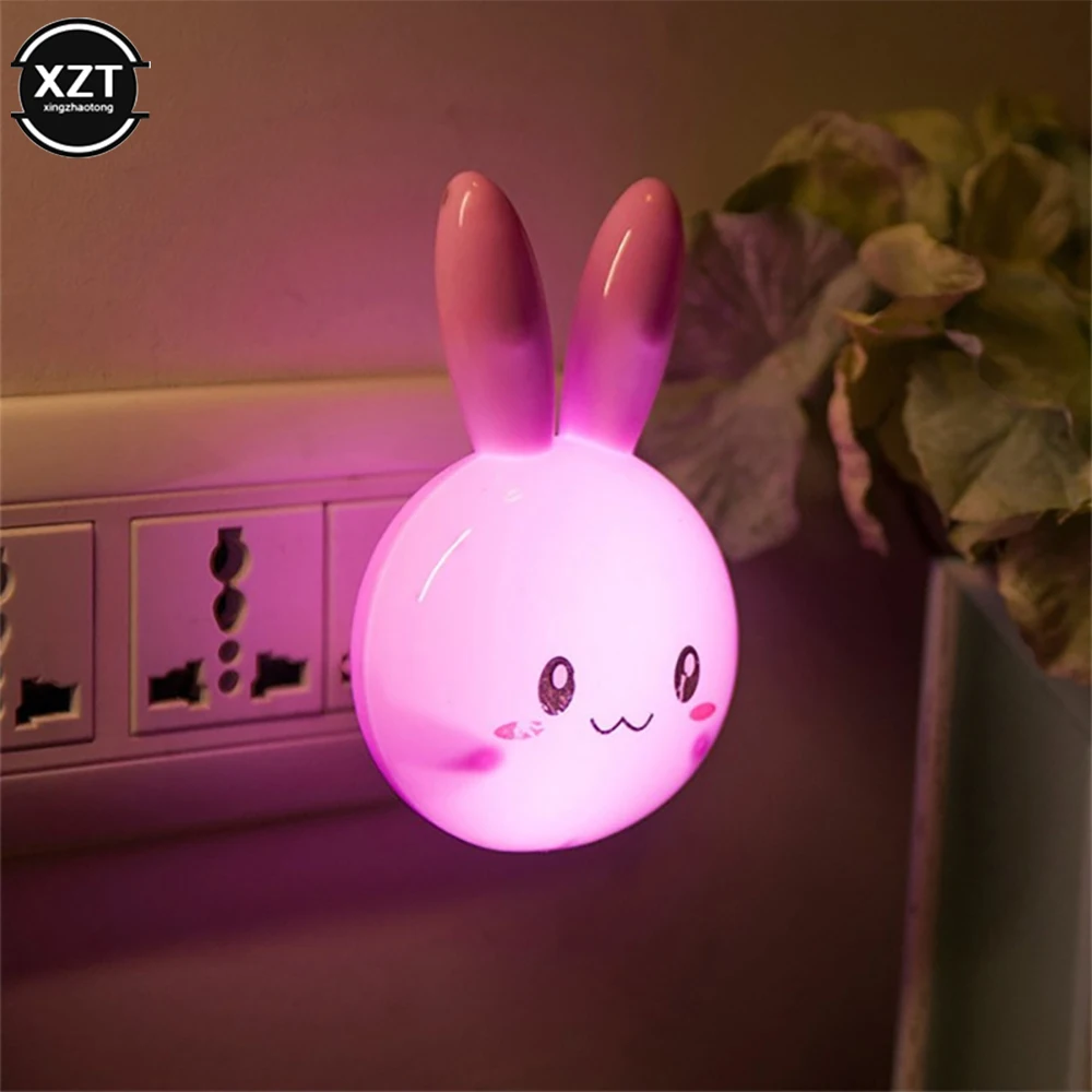 Lámpara LED de noche de dibujos animados para niños y bebés, luz de pared con interruptor de encendido/apagado, enchufe AC110-220V EE. UU., regalo para niños, 3 colores