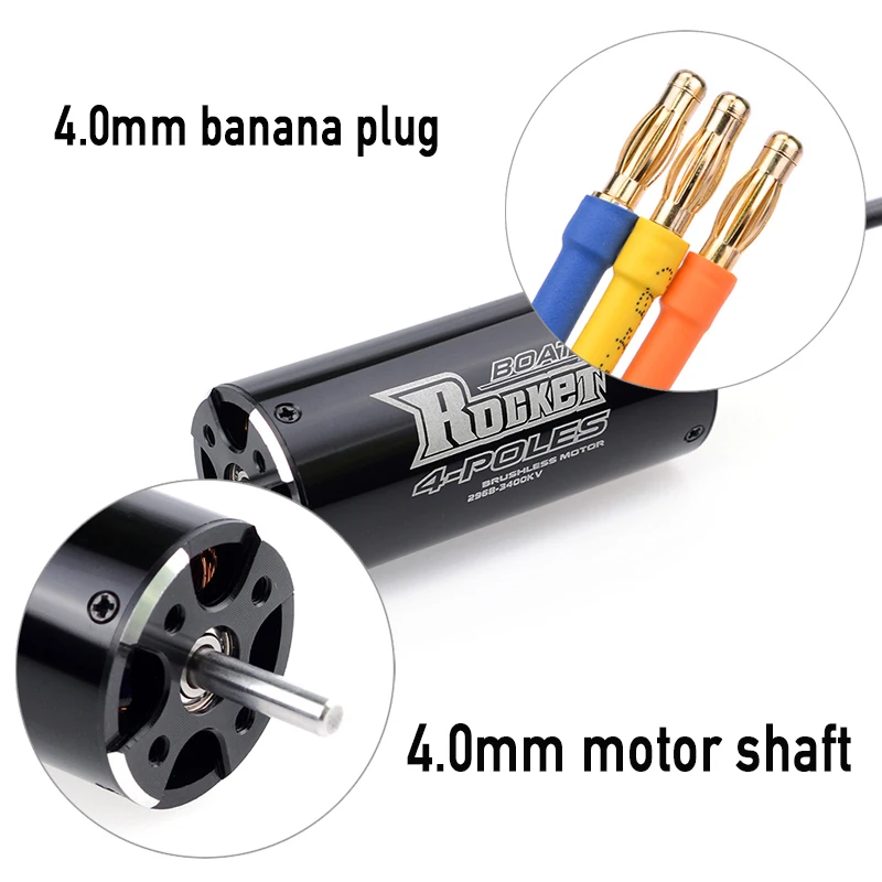 サーパスホビー-rockrrc 2958ブラシレストークレスモーター、6500kv 4950kv 4480kv 4200kv 3380kv4-rcボートrcカー用ポール、600-800mm