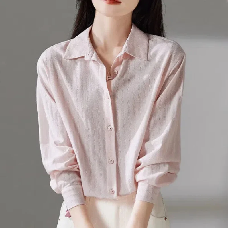 

Thin Shirt Women's Long-sleeved Top Spring Summer New Fashionable and Fashionable Outerwear Style Versatile Pure Cotton Shirt