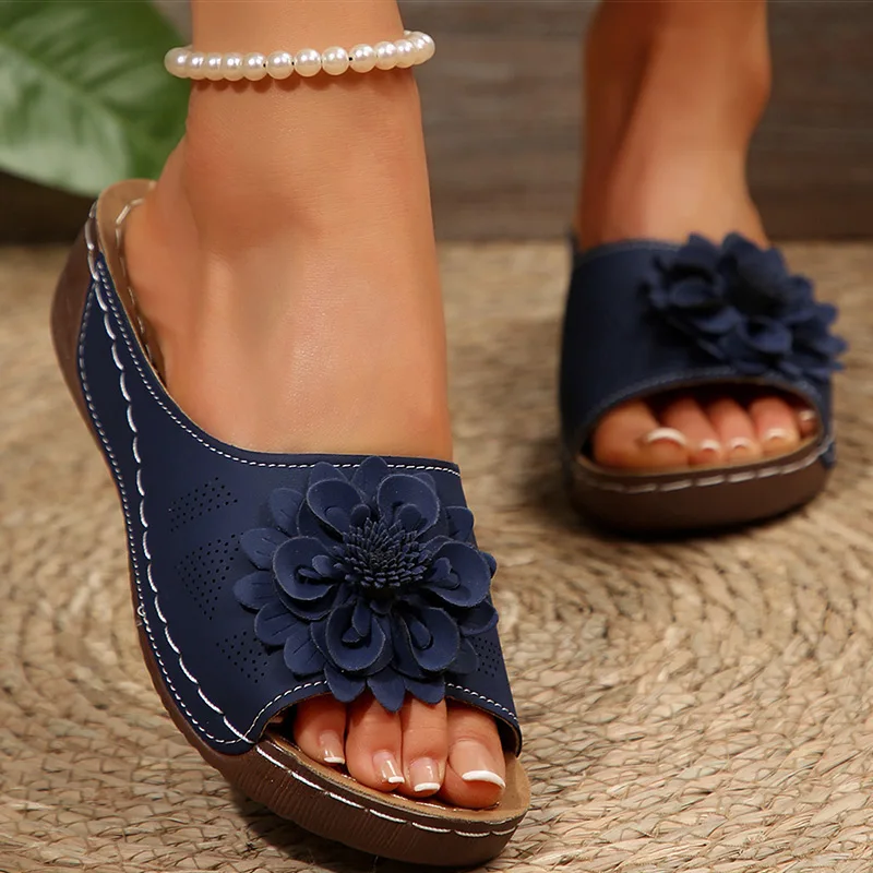 Women\'s Sandals Comfortable Heels Sandals Summer 2025 New Shoes Women Fashion Slippers Wedges Heeled Summer Shoes Woman Footwear