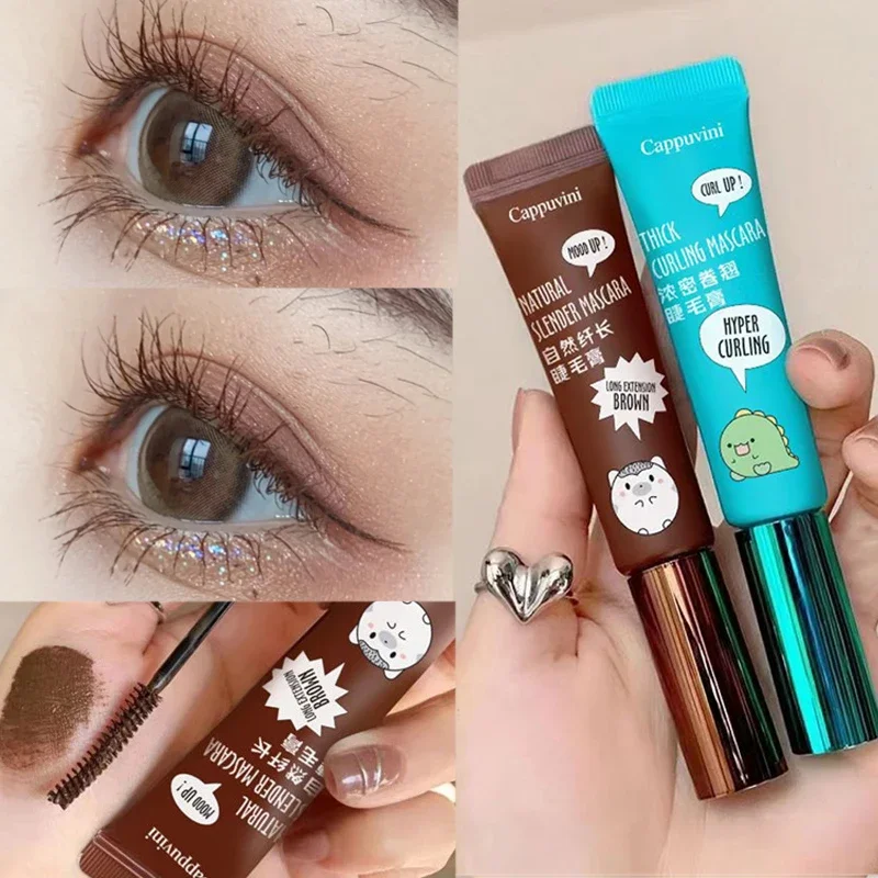 Waterproof Balck Brown Mascara Makeup Curling Lengthening Lashes Lasting Fast Dry Silk Fiber Eyelash Extension Mascara Cosmetic