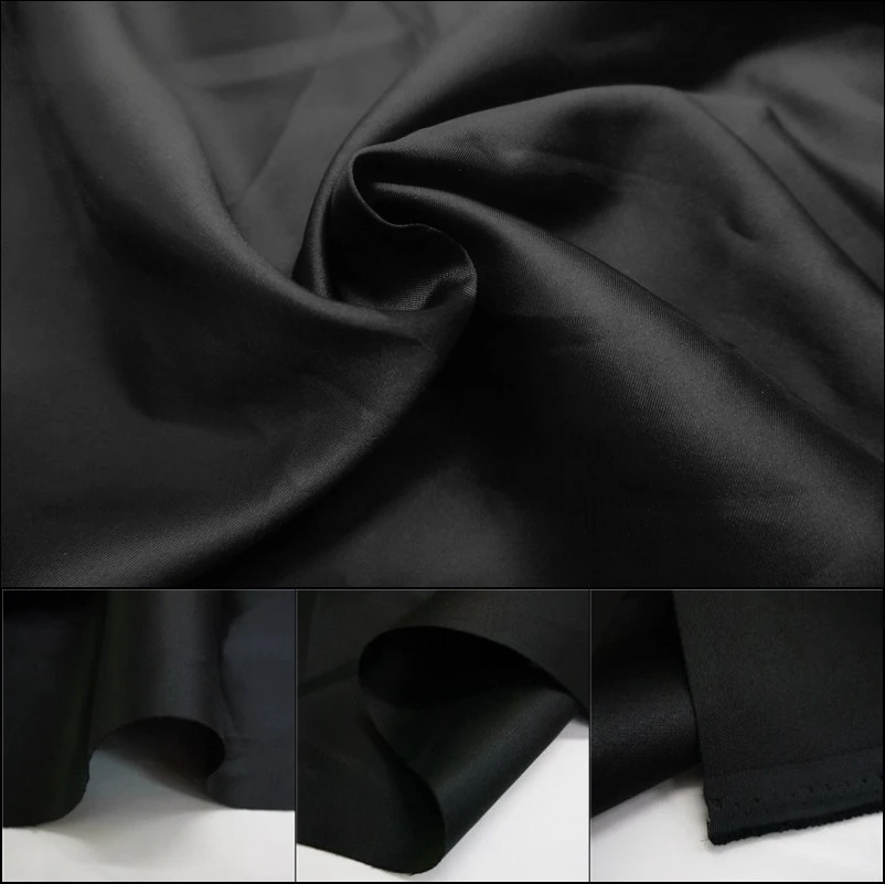 

Black Twill satin wedding dress fabric stiff and stiff fabric sewn wedding dress fluffy dress graduation costume design workwear