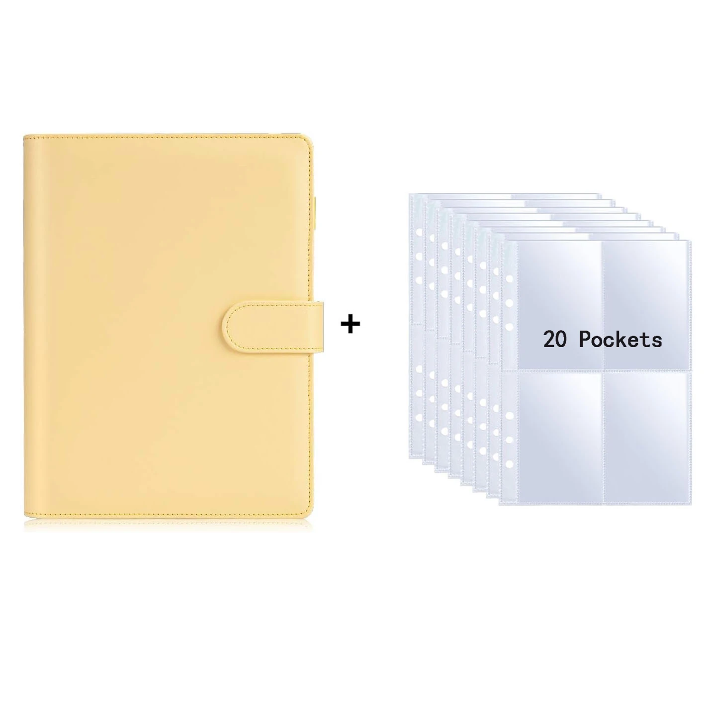 A5 Notebook Fotokaart Bindmiddel met 20 Zakken Hoezen, 6-Ring PU Lederen Bindmiddel Losbladige Persoonlijke Organisator Foto Bindmiddel Boek