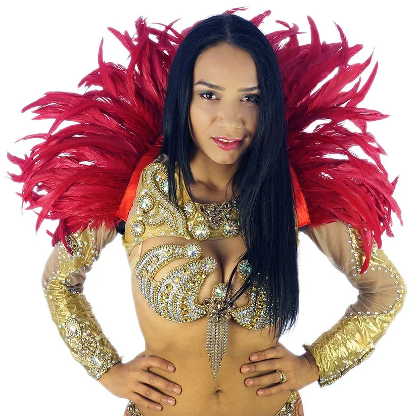 1 Meters Natural Red Rooster Hackle Feather Trim Fringe 10-12inch Wedding Carnival Party Decoration DIY Clothes Sewing Crafts
