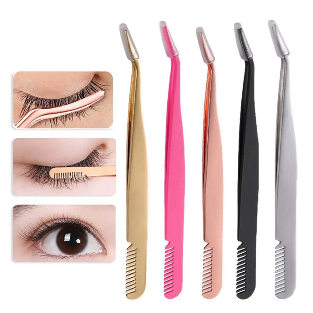 Wimper Pincet Roestvrij Staal Wimper Extensie Pincet Met Kam Valse Lash Applicatie Tool Voor Meisjes Vrouwen Beginner Make-Up