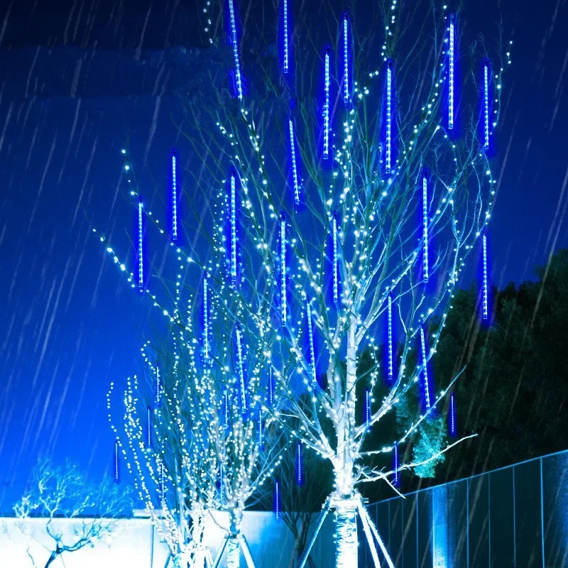 1/2/3/4 Set Outdoor LED Meteor Shower Lights Street Fairy String Lights for Christmas Party Garden Holiday Decoration New Year