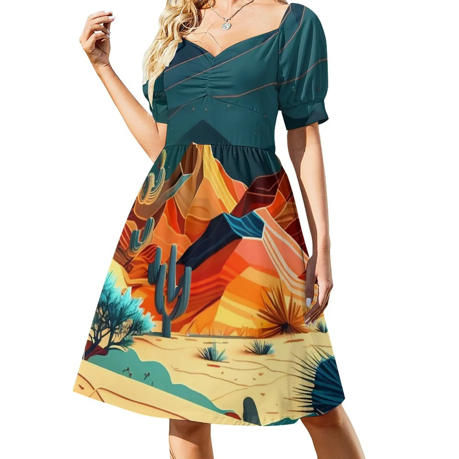 Desert At Night Dress Landscape Kawaii Dresses Summer Stylish Casual Dress Design Clothes Big Size 3XL 4XL