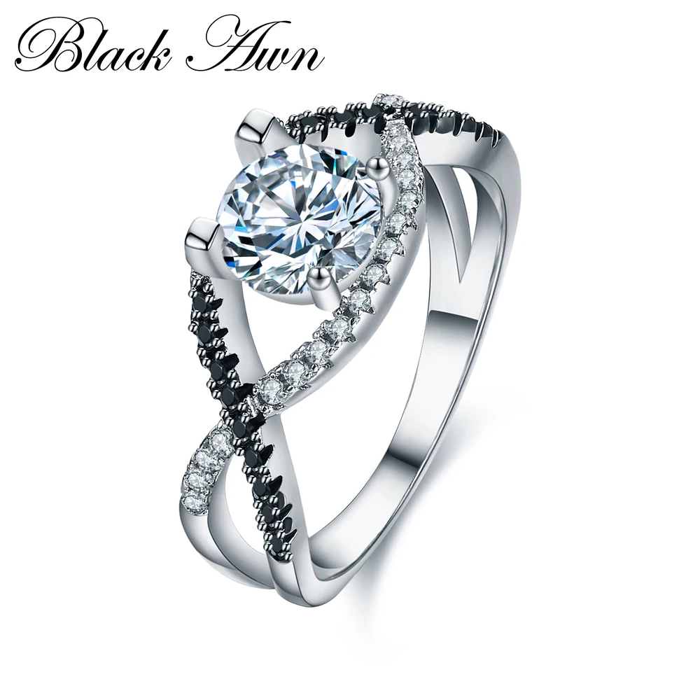 Black Awn 2023 New Fashion Rings For Women Classic Silver Color Oval Bague Wedding Ring Bijoux C002