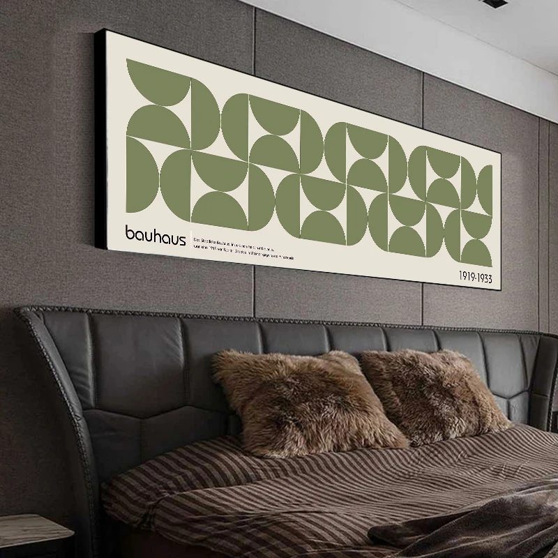 Mid-Century Modern Canvas Painting Print Bauhaus Art Wall Art Green Dot Geometric Poster for Living Room Home Decor Unframed