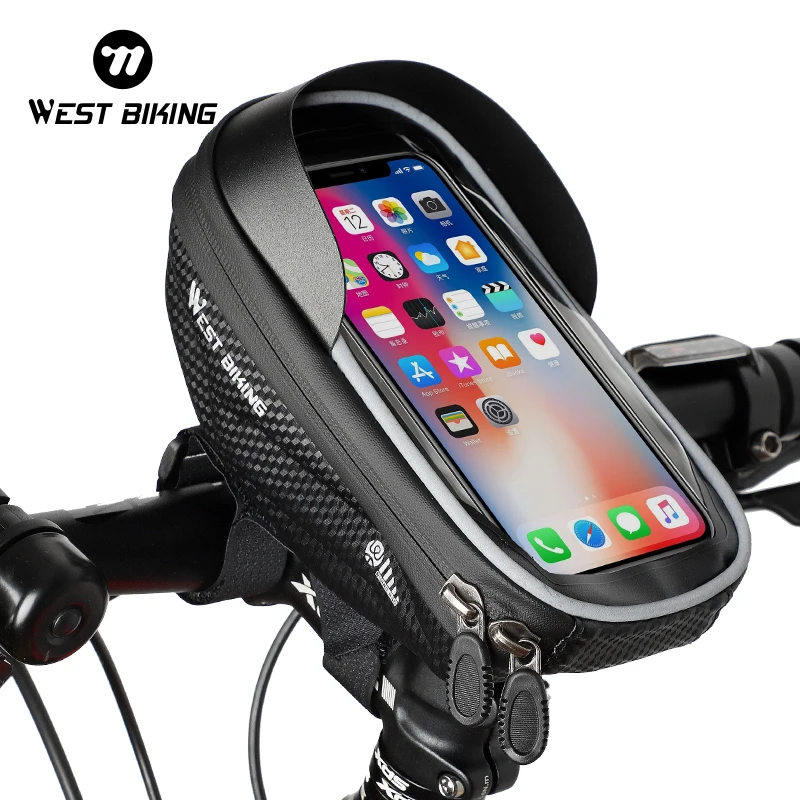 WEST BIKING Bicycle Bag High Quality EVA Waterproof Top Tube Bike Bag Touchscreen Cell Mobile Phone Bag 6.0-7.2 inch Phone Case