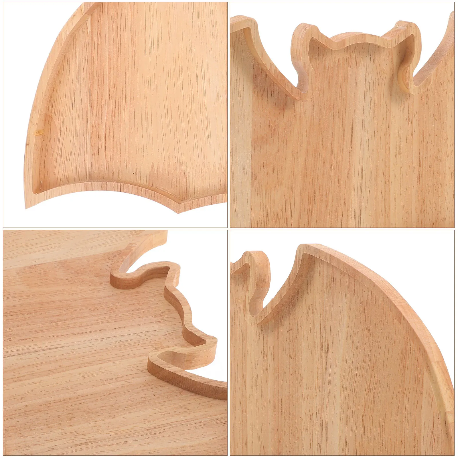 

Bat Shape Wooden Serving Plate Rustic Food Display Tray For Snack Fruit Dry Nuts Candy Halloween Party Decoration