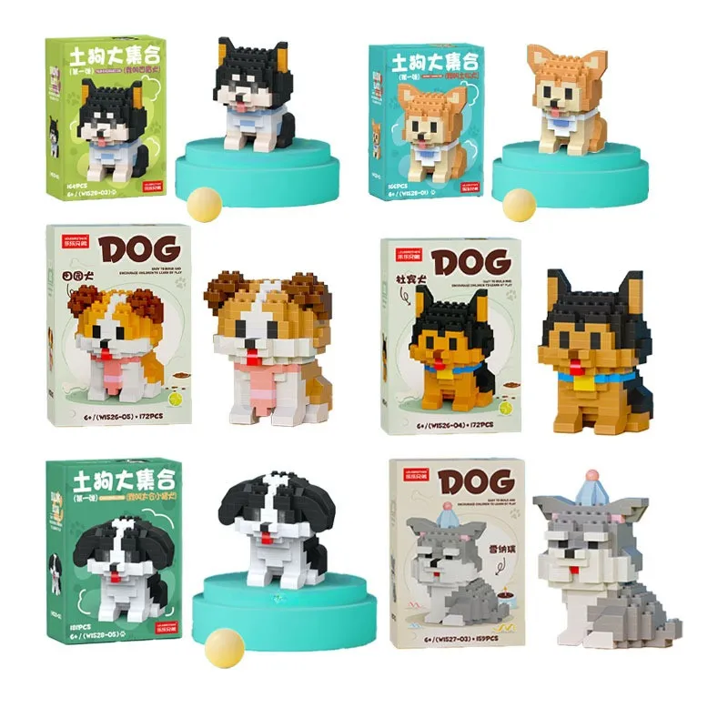 16 Styles Pets Dogs Building Blocks Toys Collection Popular Ornaments Toys Gifts for Boys and Girls
