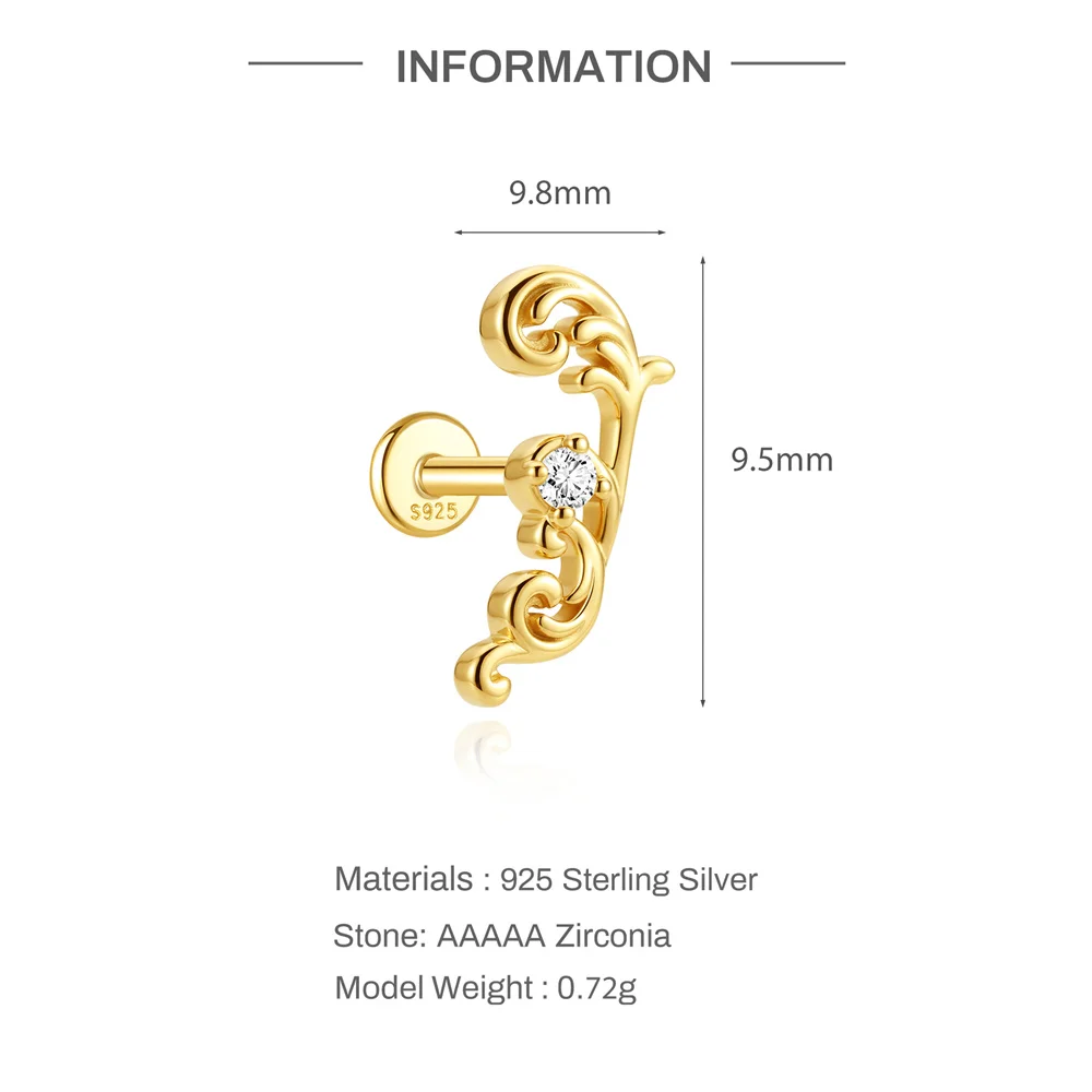 AIDE 925 Sterling Silber 1 Stück Glänzender Geometrischer Segelboot-Helix-Piercing-Ohrring für Damen Punk-Schmuck Persönlichkeits-Mode – Detail 35