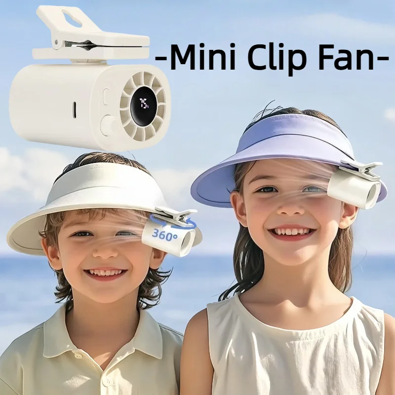 

Rechargeable Clip-On Fan 100 Speeds USB-C Fast Charge LED Display 360° Rotation for Camping Travel Work Hands-Free Cooling