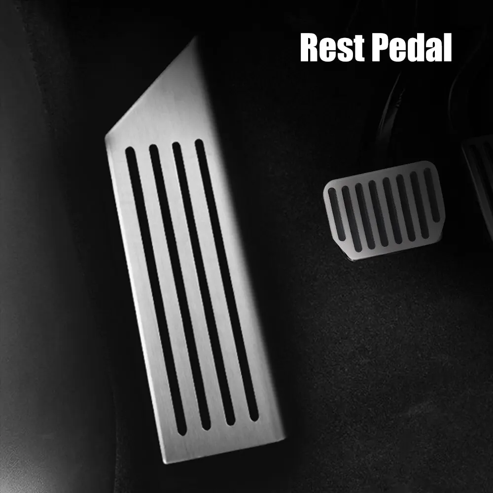 Aluminum Alloy Foot Pedal For Tesla Model 3 Y Rest Brake Pedals With Rubber Pads Cover Car Accessories