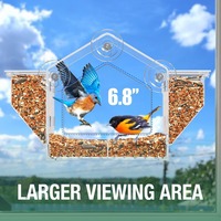 Clear Window Birds Feeder with Suction Cup Spacious Birds Feeding House Squirrel-Proof Bird Feeding Trays for Macaws Sparrow