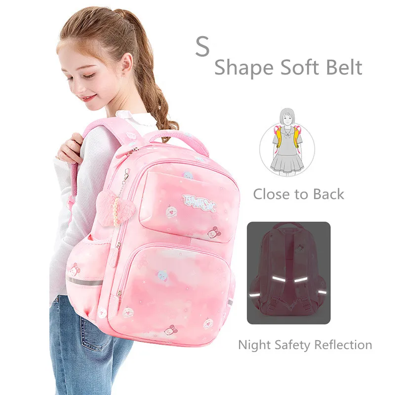 Genuine Disney Leisure School Bags For Girls Grade 3-6 Middle Student Shoulder Orthopedic Backpack Large Capacity Light Mochila