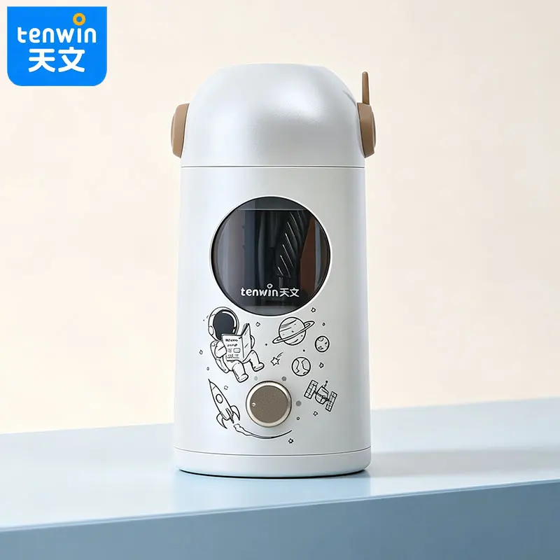 tenwin-children's-automatic-pencil-sharpener-accessory-simple-desktop-design-large-capacity-debris-storage-compartment
