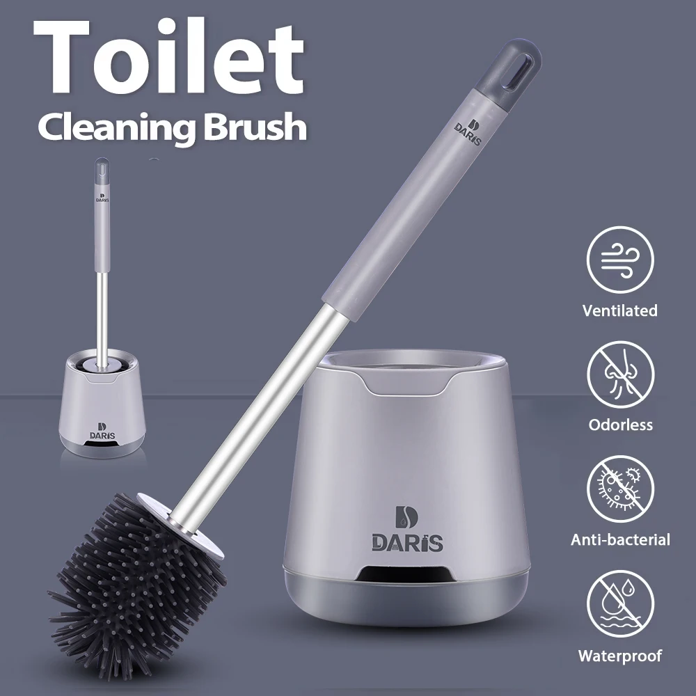Long Handle Toilet Cleaning Brush Silicone Toilet Brushes for BathroomToilet Cleaning Brush Bendable Silicone Brush Head