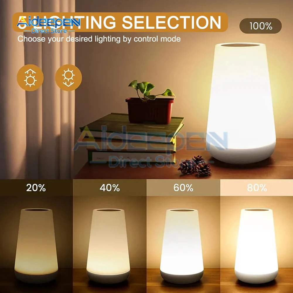 Table Lamp Bedside Lamp For Bedroom 13 Color Changing Touch Night Light RGB Remote Dimmable USB Rechargeable Portable Room Light