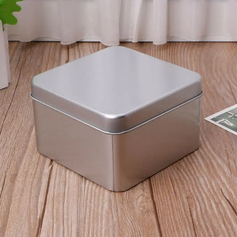 41XB 9x9cm Small Metal Tin Silver Storage Box for Case For Money Coin Candy