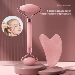 1Pcs Pink Natural Jade Roller for Face - Jade Gua Sha Rose Quartz Face Roller for Aging Wrinkles and Puffiness - Natural Pink