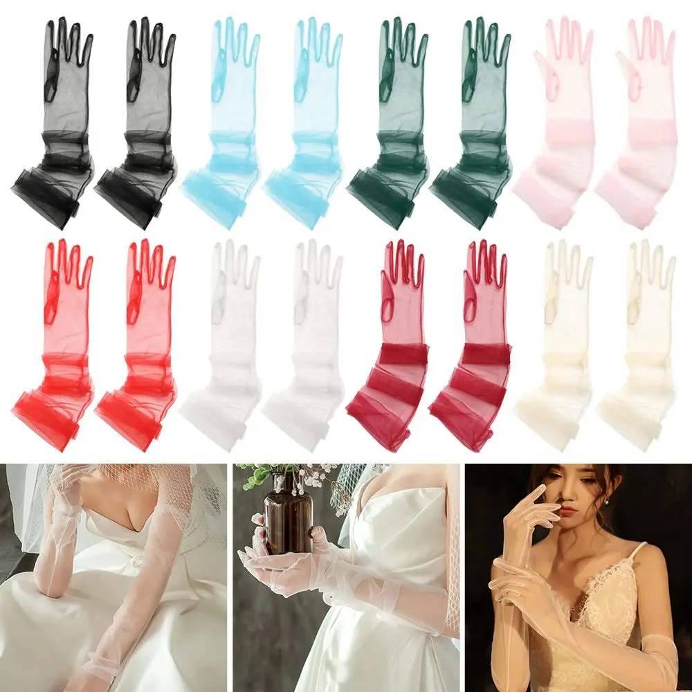 Evening Prom Decor Clothing Accessories Ultra Thin Wedding Bridal Gloves Party Dress Tulle Gloves Bridal Gown Mittens