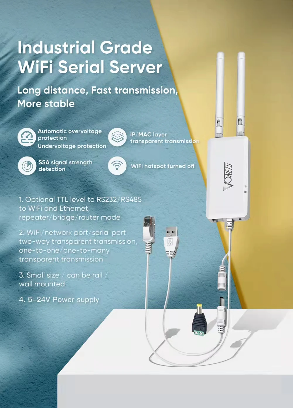 VONETS WiFi Serial Server VAP11S-232 UART TTL Level Converter RS232 RS485 RS422 to RJ45 Network Port WiFi Bridge Router UDP TCP