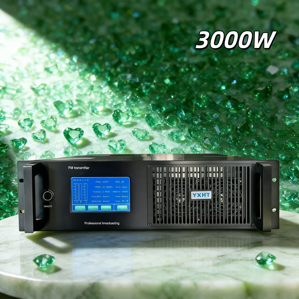 3KW（3000W）FM送信機、CE/ISO/FCC認証取得、教育/コミュニティおよび産業管理用、タイマー付きスイッチと省エネ機能搭載