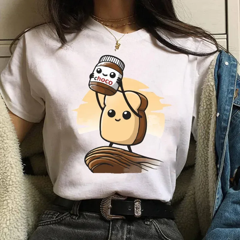 90er Jahre Nutella Print Grafik Damen T-Shirt Modisches Harajuku T-Shirt Niedliches Cartoon T-Shirt Koreanischer Stil Damen Süßes T-Shirt