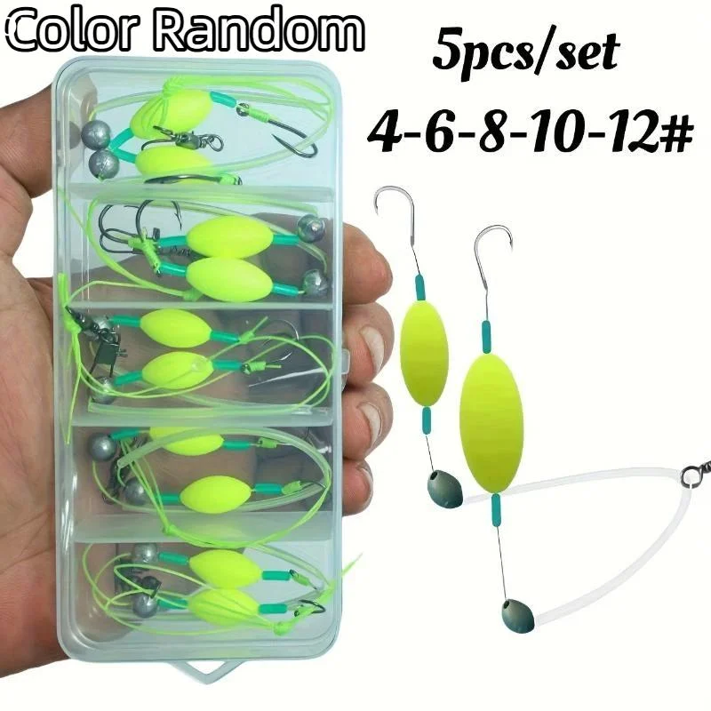 5pcs Salmon Fly Fishing Kit 4#6#8#10#12 Anti-Glare Light Double Hook With Ise Ni Hooks Suitable For Large Water