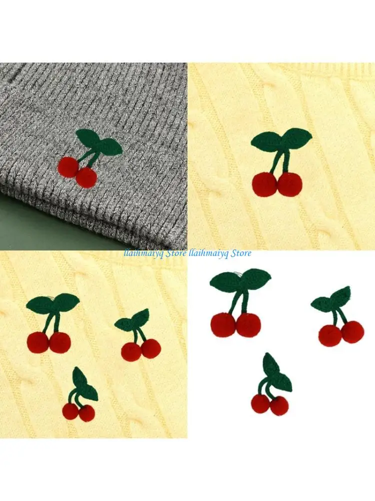 573B 4Pcs DIY Knitted Cherry Embellishments Quick Assembly For Beginners