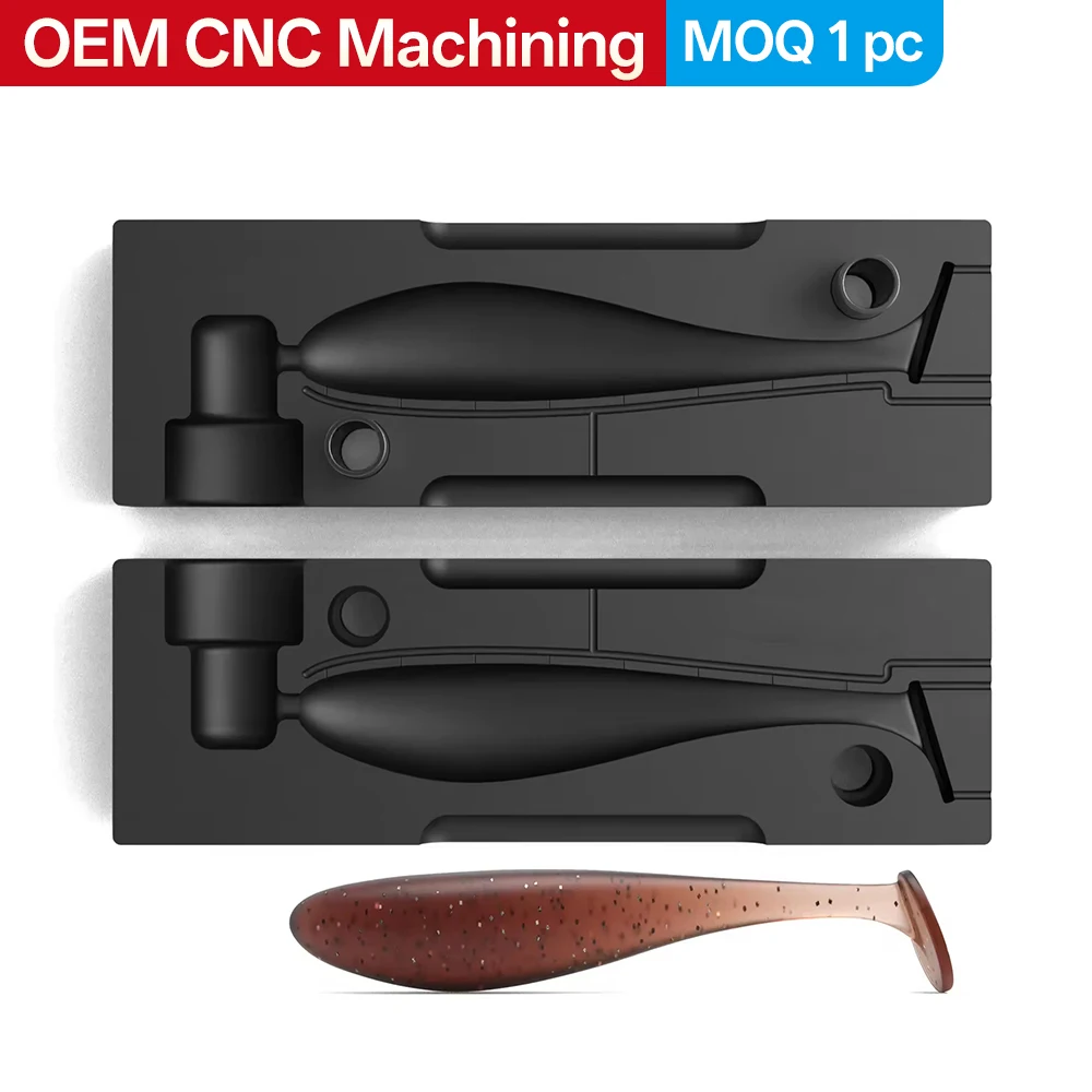 Custom Aluminum Soft Plastic T-Tail Fishing Lure Injection Mold DIY Swimming Lure Fishing Specialized OEM Aluminum Die-Casting