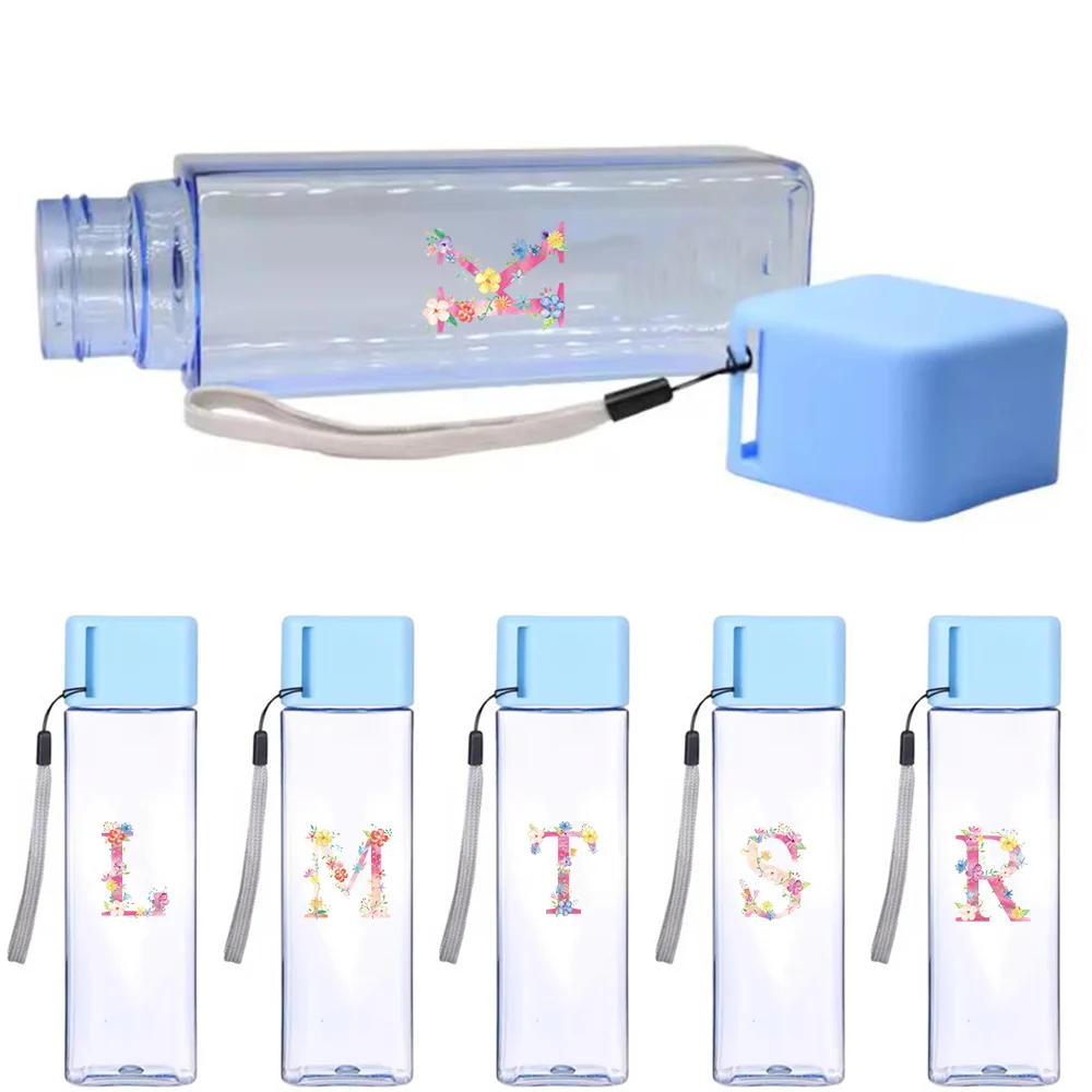 

Large Capacity Leak-Proof Cup Daily Sports Coffee Container Transparent Plastic Sports Water Bottle Unisex Pink Pattern