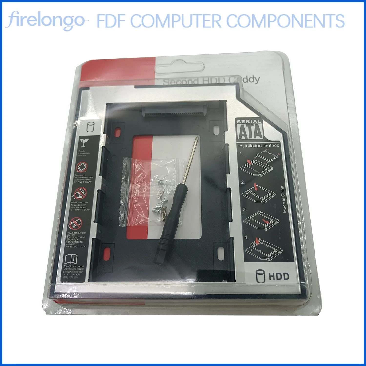 For Dell Universal 9.5mm SATA Ultra Slim Optical Drive Second Hard Drive Caddy with Screwdriver