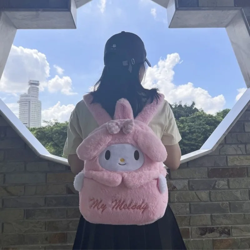 Kawaii My Melody Cinnamoroll Kuromi Hello Kitty Pochacco Sanrio Students Cute Furry Schoolbag Children Backpack Gift for Kids