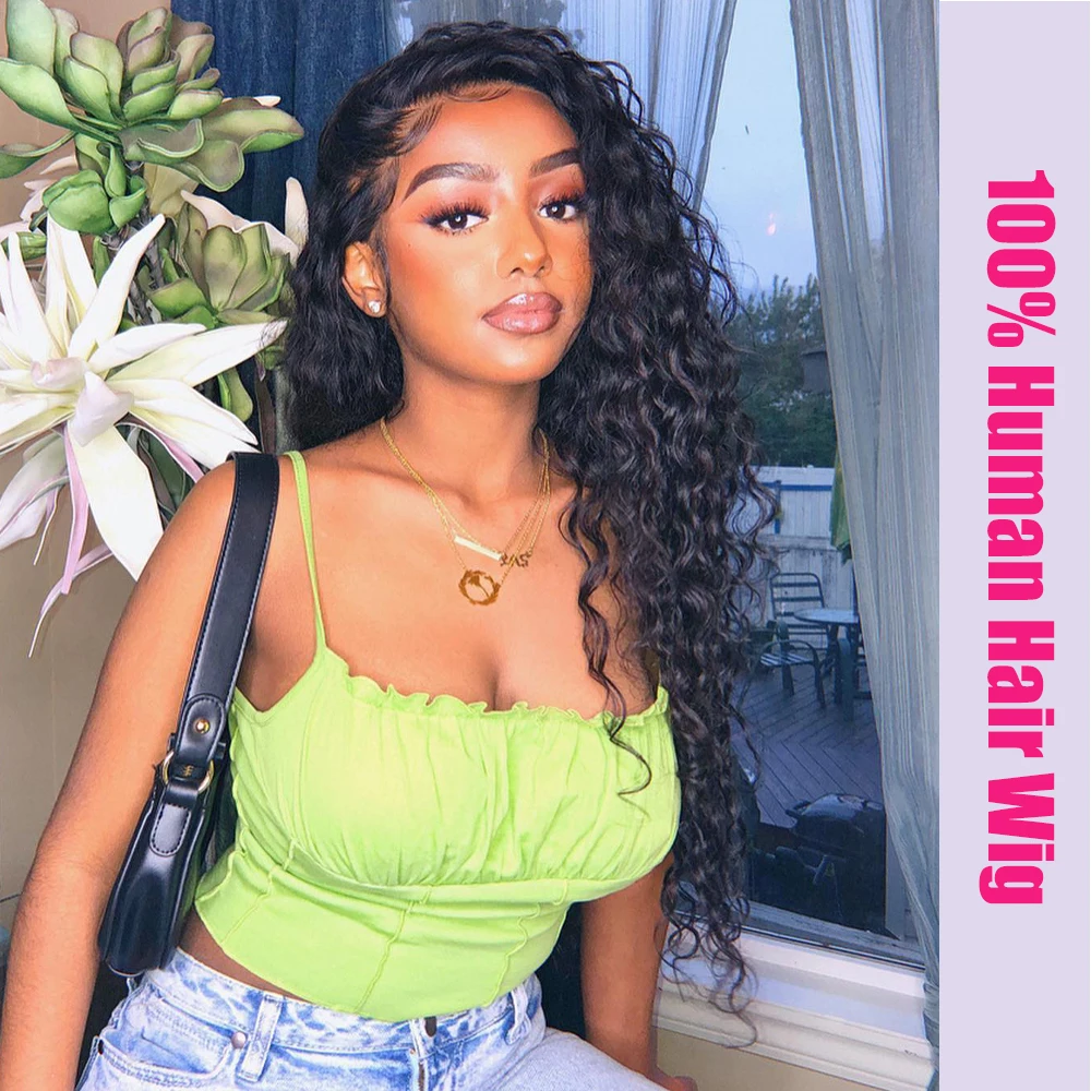 pizzo onda d'acqua densità 180% 13x6 per donne nere facile da indossare