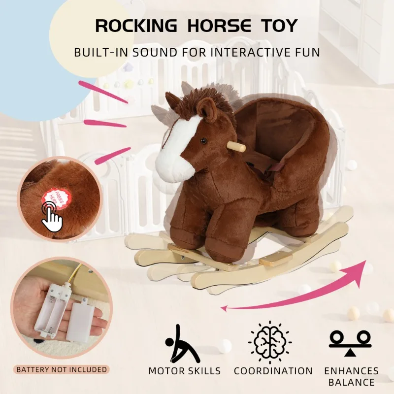 Children's Riding Swinging Toy Brown Plush Joystick Children's Riding Toy Nursery and Playroom Gift