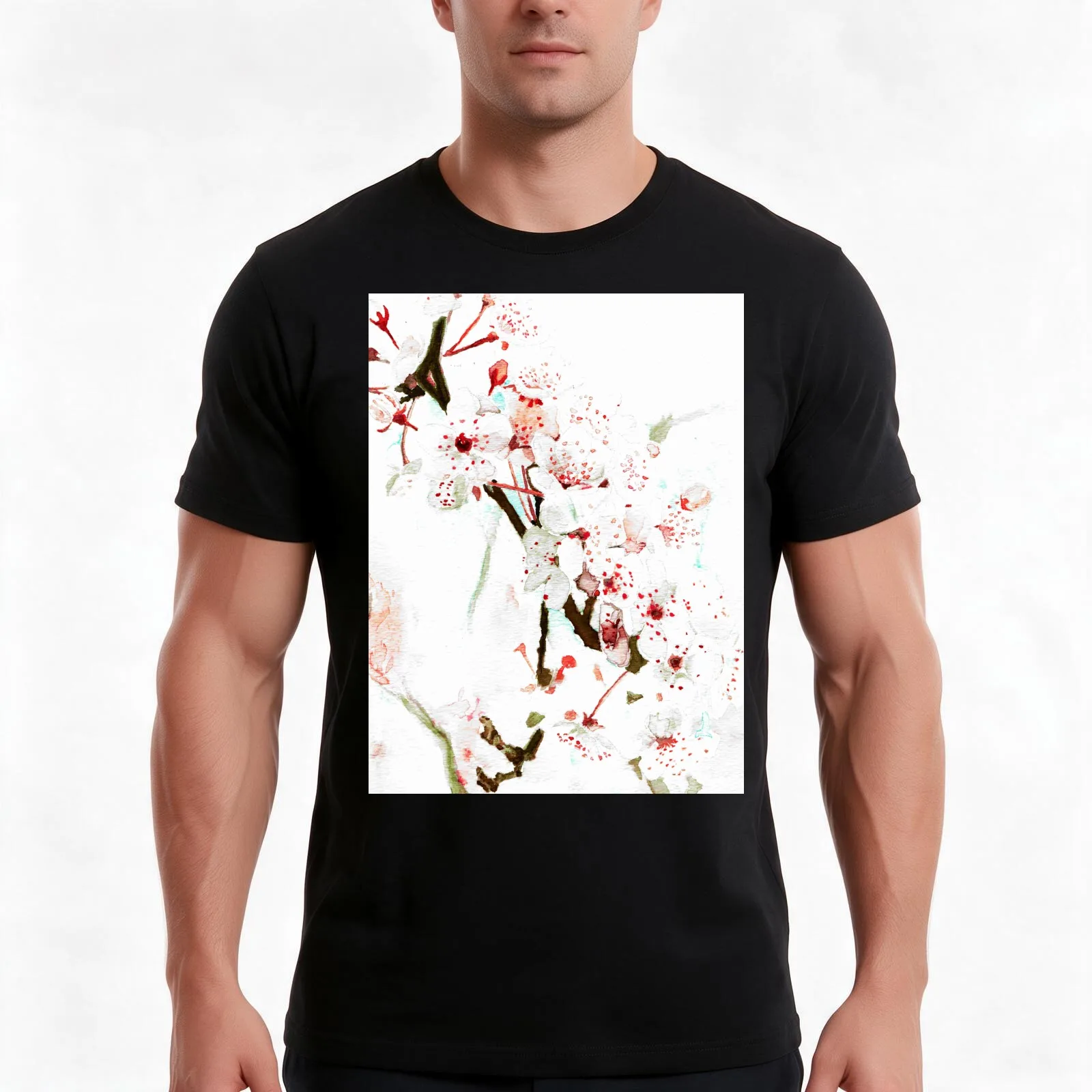 Cherry Blossom T-Shirt, Summer Casual Cotton Tee, Oversized Streetwear Tops, Vintage Graphic Print, Loose Fit Short Sleeve