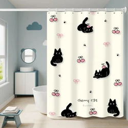 Bathroom Shower Curtain Bathroom Curtain Cat Curtains for Bedrooms Folding Partition Accessories Waterproof Fabric Things the