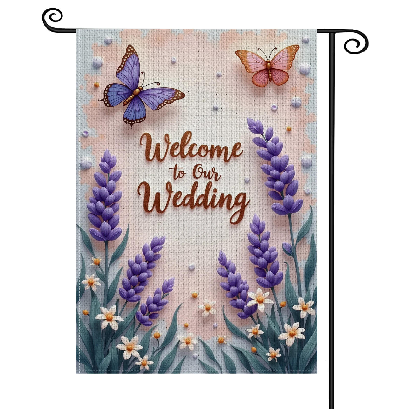 Wedding Welcome Banner Pastel Color Scheme Welcome Wedding Flag Outdoor Wedding Flag Lavender Pattern